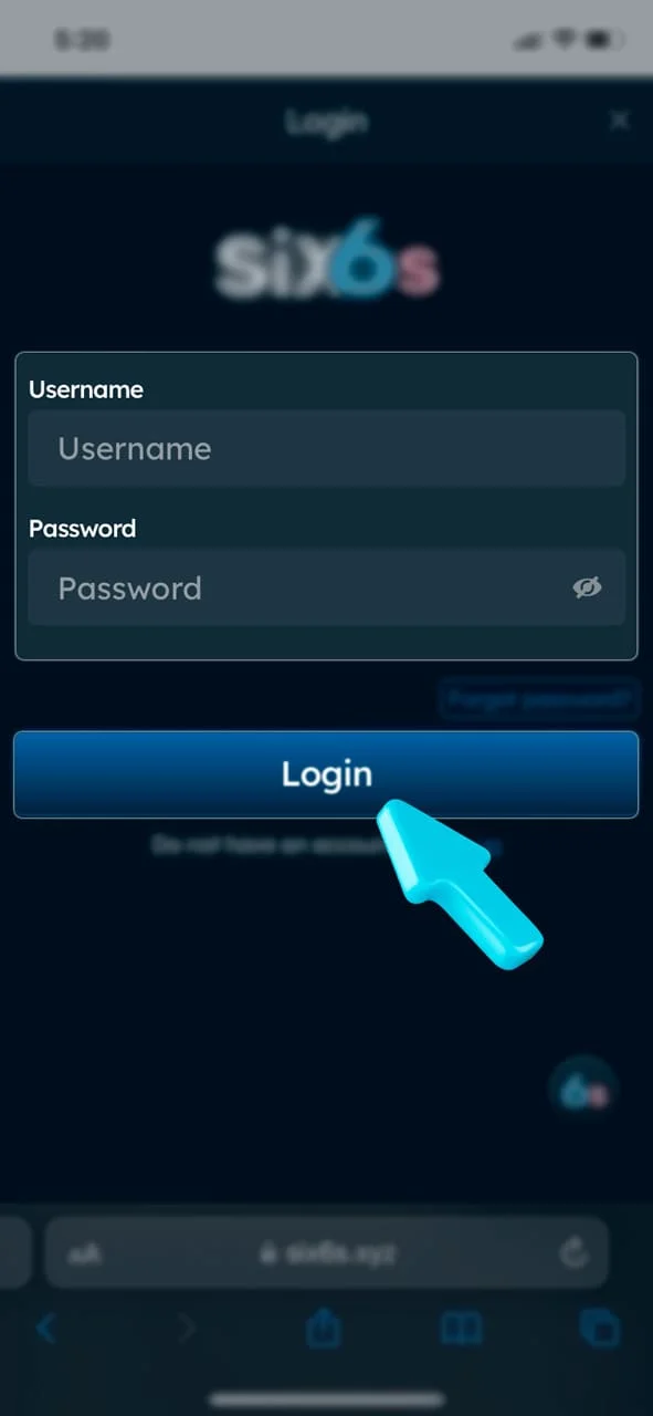 Enter your Six6s account details to log in.