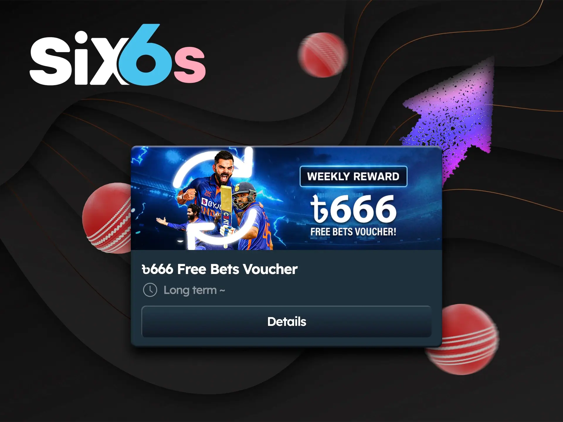 Don't miss the opportunity to get a bonus and make a free bet on sports at Six6s.