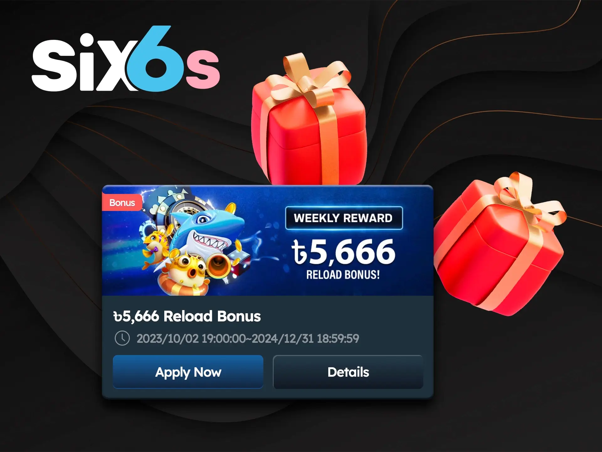 Make a deposit at Six6s and claim a hefty bonus from the casino.