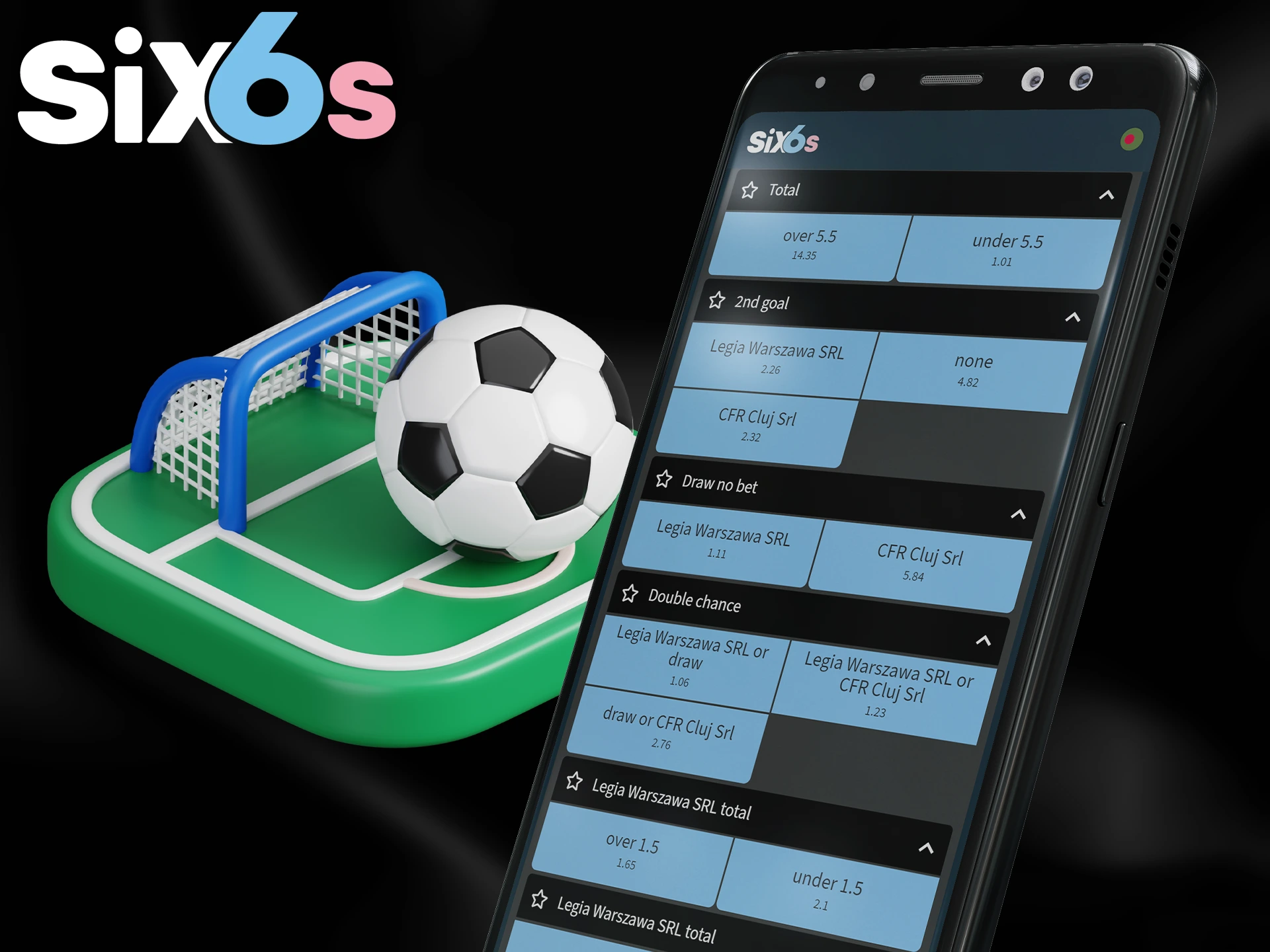 Check out the football betting markets available at Six6s.